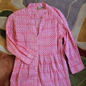 RockPaperFlower size large lightweight cotton tunic euc